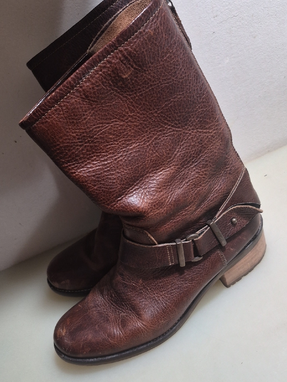 Women’s Brown Leather Ankle Harness Boots